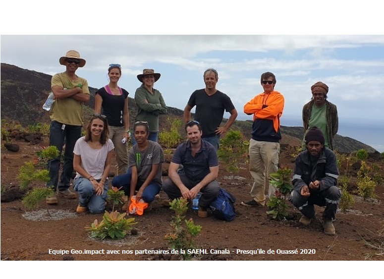 Equipe Geo.impact avec nos partenaires de la SAEML Canala - Presqu'ile de Ouassé 2020